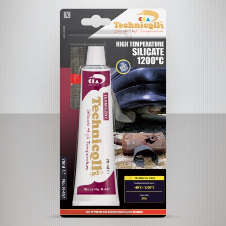 1 x HIGH TEMPERATURE ADHESIVE GLUE 1200'C FOR EXHAUST PIPES COLLECTORS FIREPLACE OVEN 70ml TECHNICQLL NEW