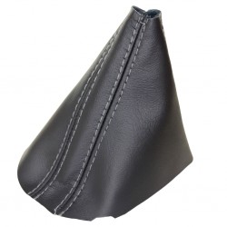 FITS VOLKSWAGEN GOLF V MK5 2003-09 AUTOMATIC DSG GEAR GAITER BLACK ITALIAN LEATHER GREY STITCHING