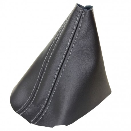 FITS VOLKSWAGEN GOLF V MK5 2003-09 AUTOMATIC DSG GEAR GAITER BLACK ITALIAN LEATHER GREY STITCHING