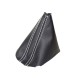 FITS VOLKSWAGEN GOLF V MK5 2003-09 AUTOMATIC DSG GEAR GAITER BLACK ITALIAN LEATHER GREY STITCHING
