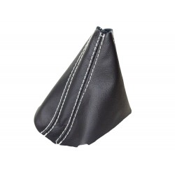 FITS VOLKSWAGEN GOLF V MK5 2003-09 AUTOMATIC DSG GEAR GAITER BLACK ITALIAN LEATHER GREY STITCHING