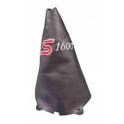 FORD FIESTA MK7 GEAR GAITER BLACK LEATHER CUSTOM EMBROIDERY S YELLOW STITCHING NEW