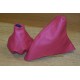 FIAT 500 ABARTH 2007-2013 GEAR GAITER / HANDBRAKE SET  PINK  LEATHER BLACK STICHTING