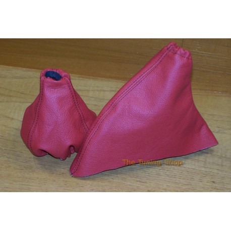 FIAT 500 ABARTH 2007-2013 GEAR GAITER / HANDBRAKE SET  PINK  LEATHER BLACK STICHTING