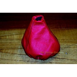 FOR FIAT 500 ABARTH 2007-2013 GEAR GAITER / BOOT GENUINE RED LEATHER BLACK STICHTING