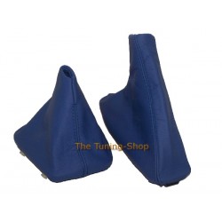 FOR BMW E36 E46 GEAR+HANDBRAKE GAITERS BOOTS BLUE LEATHER SET NEW