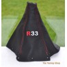 NISSAN SKYLINE 1993-1998 GEAR GAITER BLACK LEATHER RED STITCHING EMBROIDERY R33