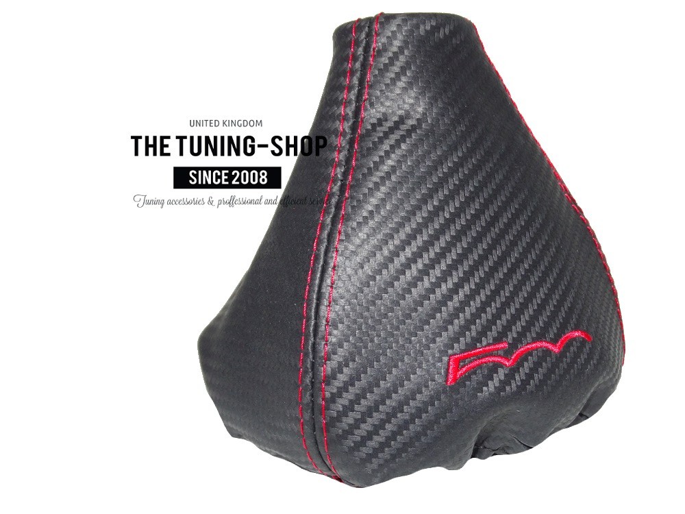 The Tuning-Shop Ltd For Fiat 500 2007-2015 Manual Shift Boot Blue Leather With White 500 Embroidery