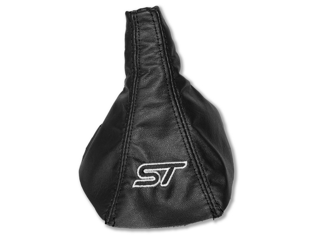Gear Stick Gaiter Black Genuine Leather 207 Red Embroidery