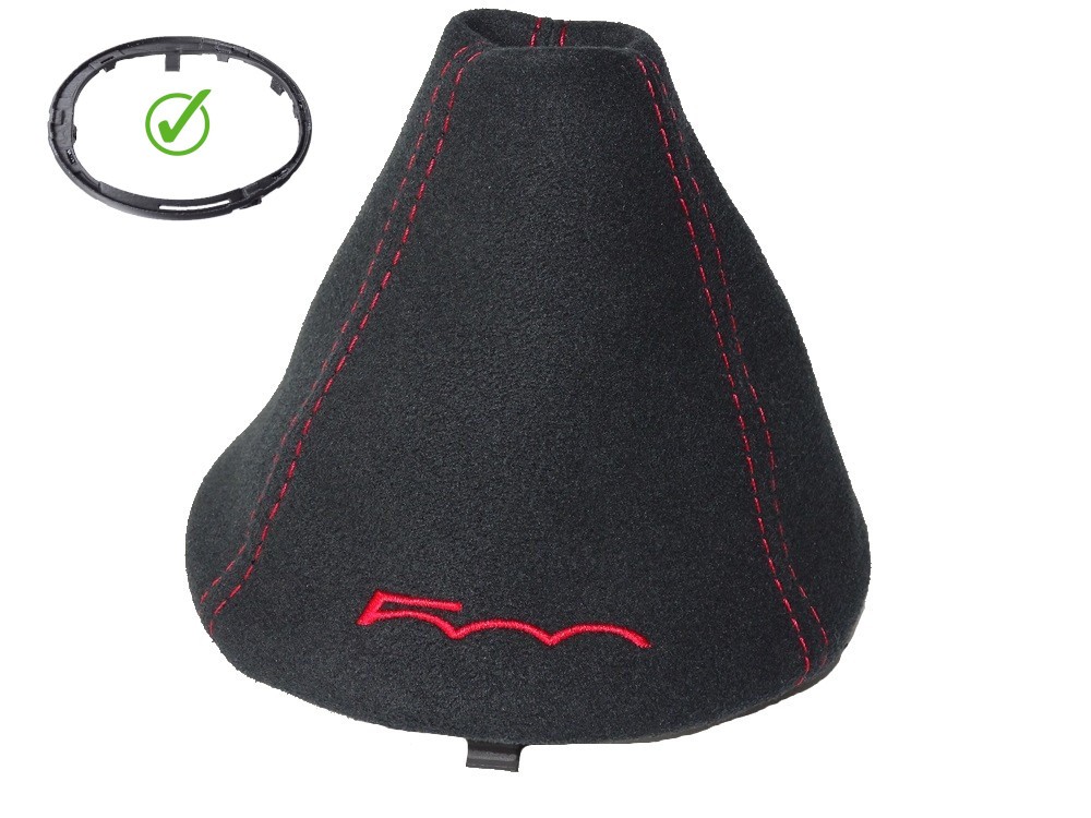The Tuning-Shop Ltd For Fiat 500 2007-2015 Manual Shift Boot Blue Leather With White 500 Embroidery
