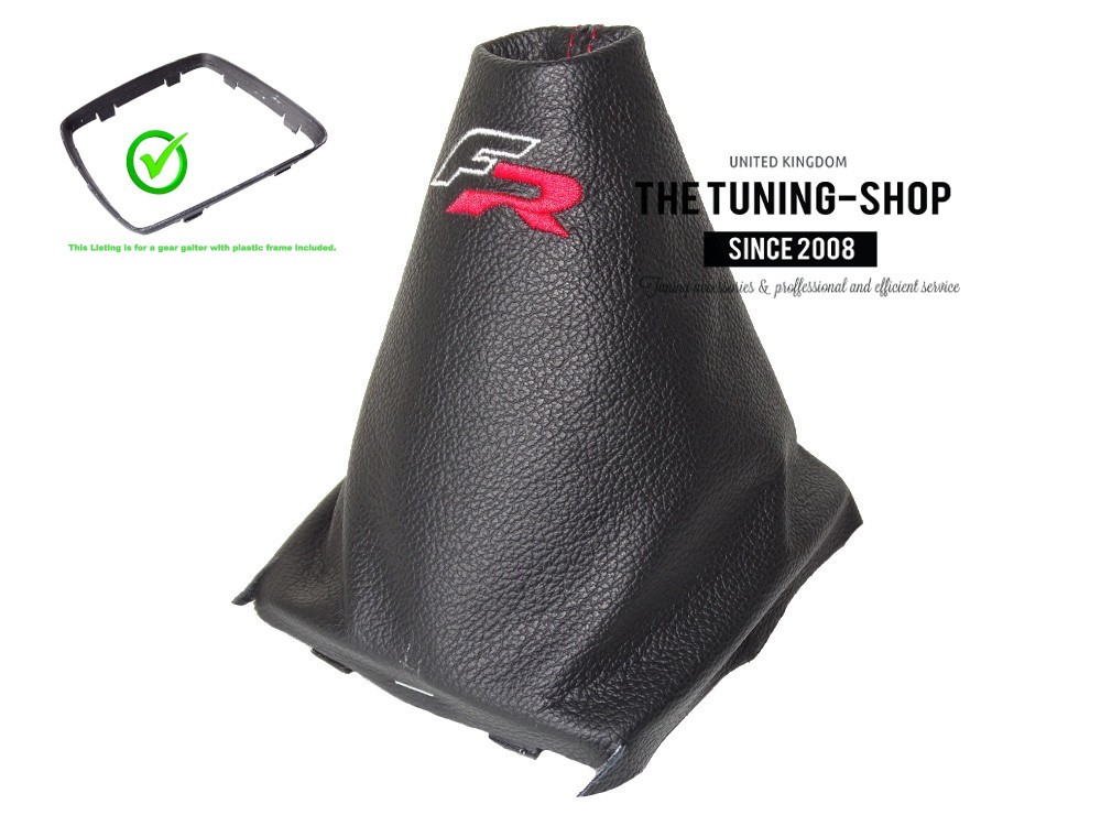 For Seat Leon MK2 2005-12 Gear Stick Gaiter Black Leather R-line Embroidery