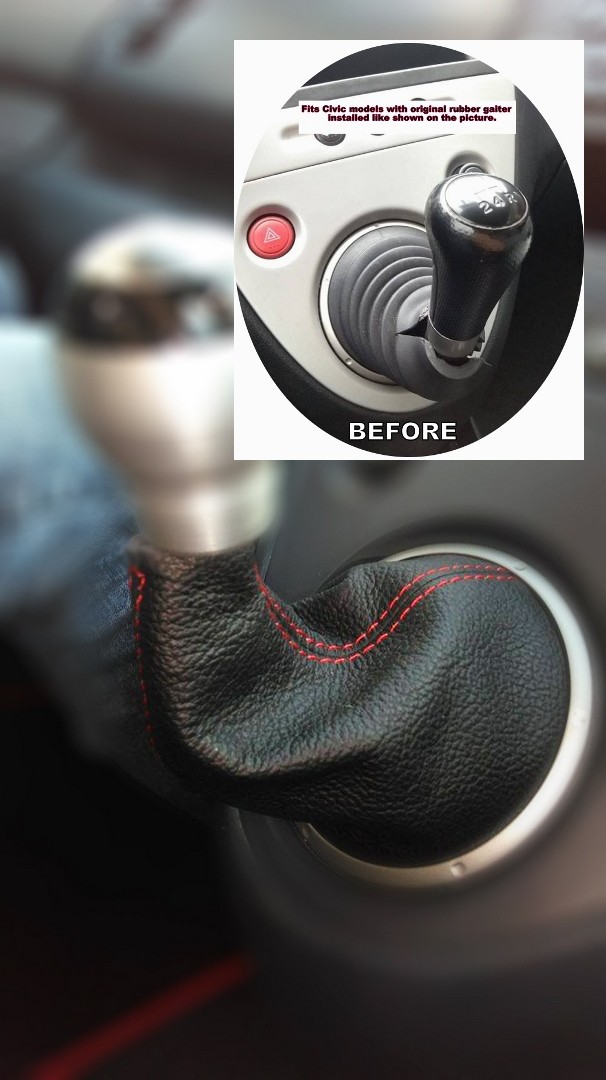Red Stitch Leather Gear Gaiter For Honda Civic EP2 / EP3 Hatchback (01-05)