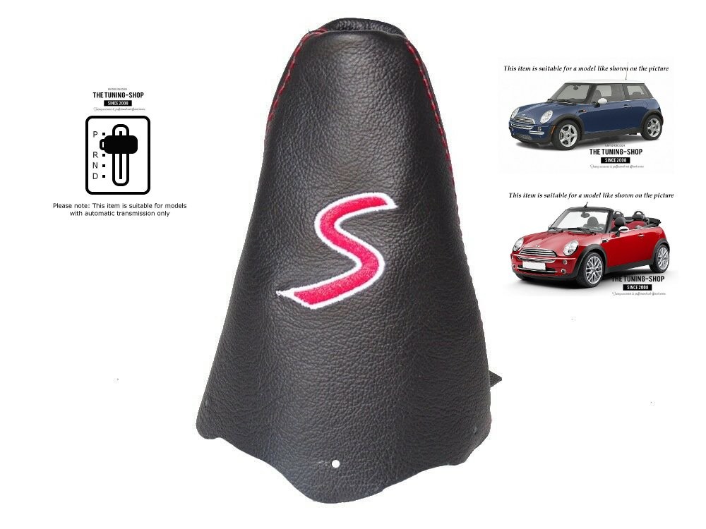 The Tuning-Shop Ltd Gear Handbrake Gaiter Compatible with Mini Cooper S-One R50 R53 Suede Red Stitching 