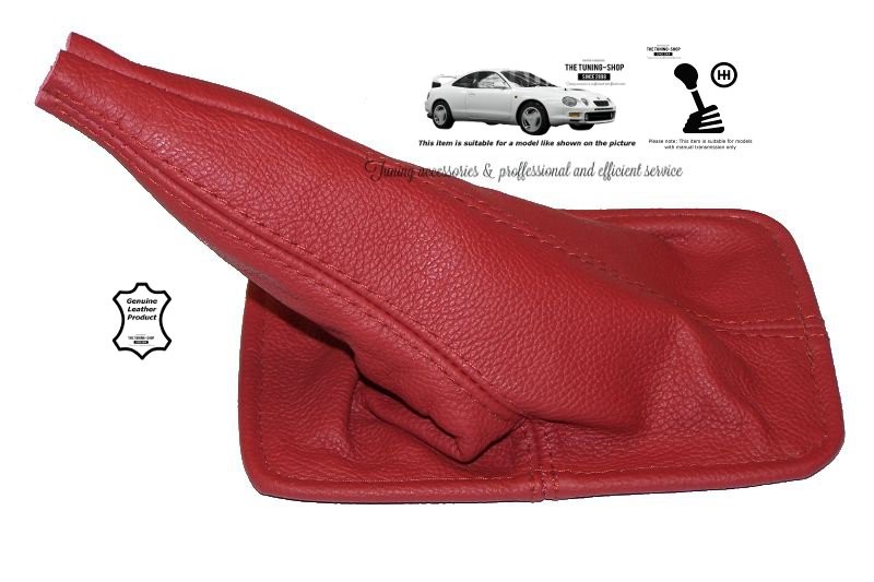 ROUGE COUTURE CUIR SOUFFLET LEVIER DE VITESSE ET FREIN POUR TOYOTA CELICA 99-05